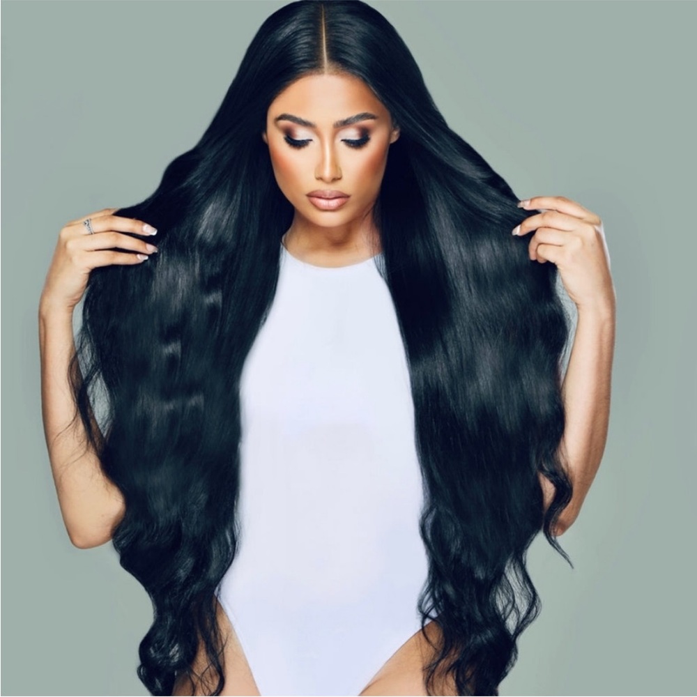 30” Black HUMAN HAIR  Virgin Remy Lace Front Wig NEW